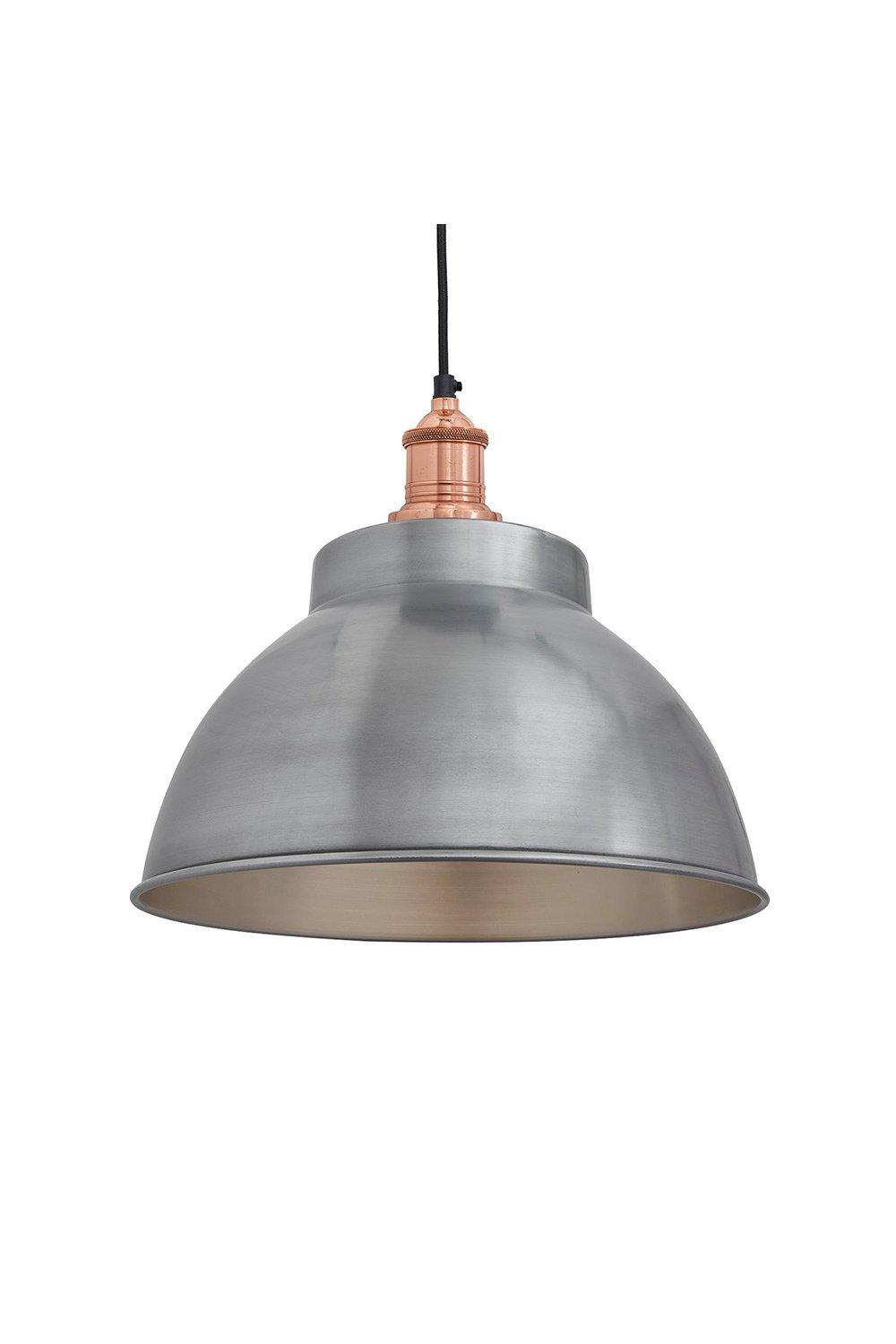 Brooklyn Dome Pendant, 13 Inch, Light Pewter, Copper Holder
